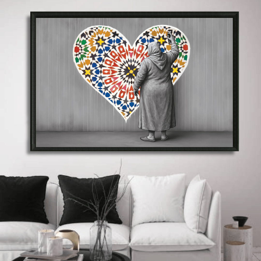 Tableau Lhajja coeur zellige femme marocaine tradition