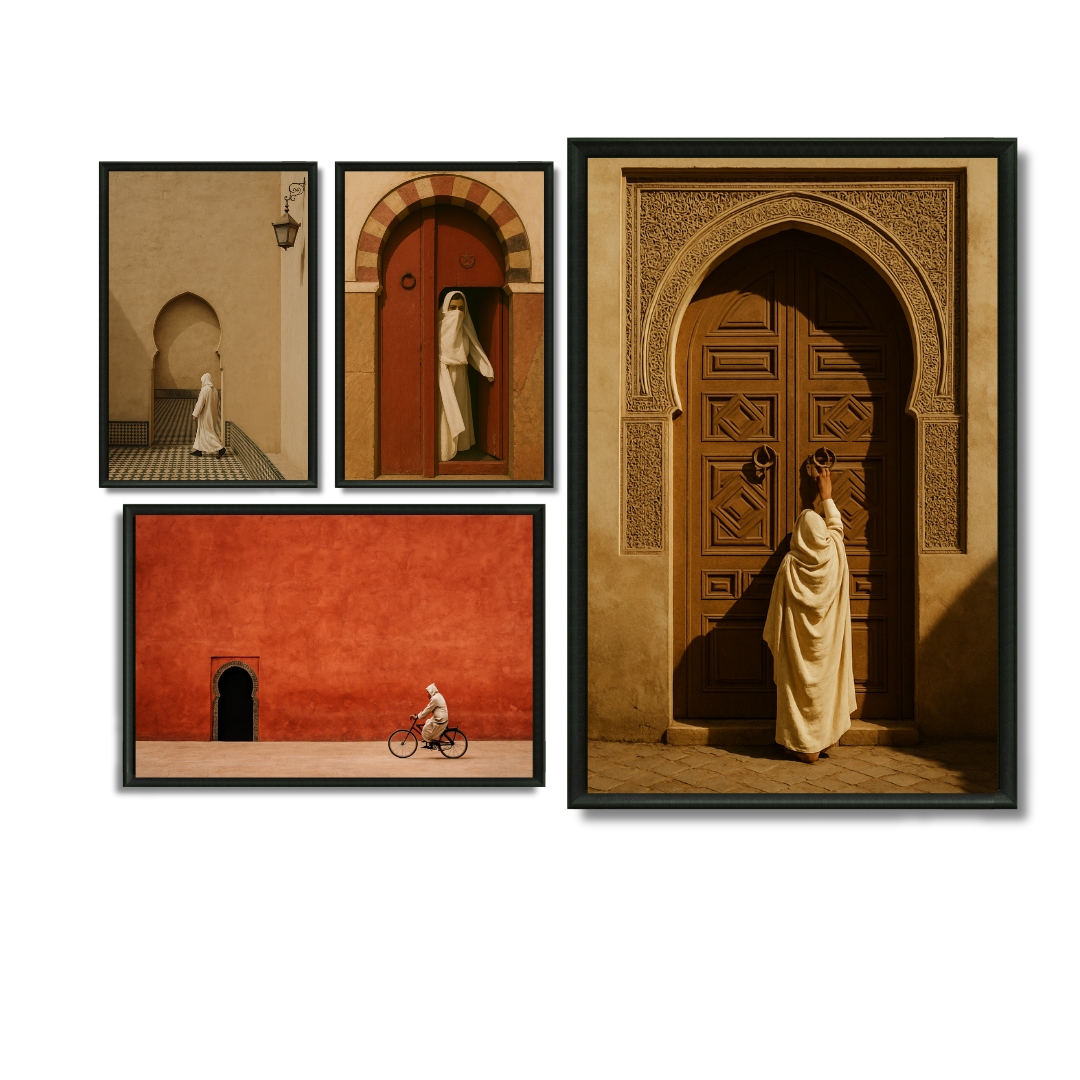 Composition Murale 2 - Le Maroc 1950 – 1x 120Hx80L cm + 1x 60H80L cm + 2x 60H40L, Tableau en toile, Pas de cadre