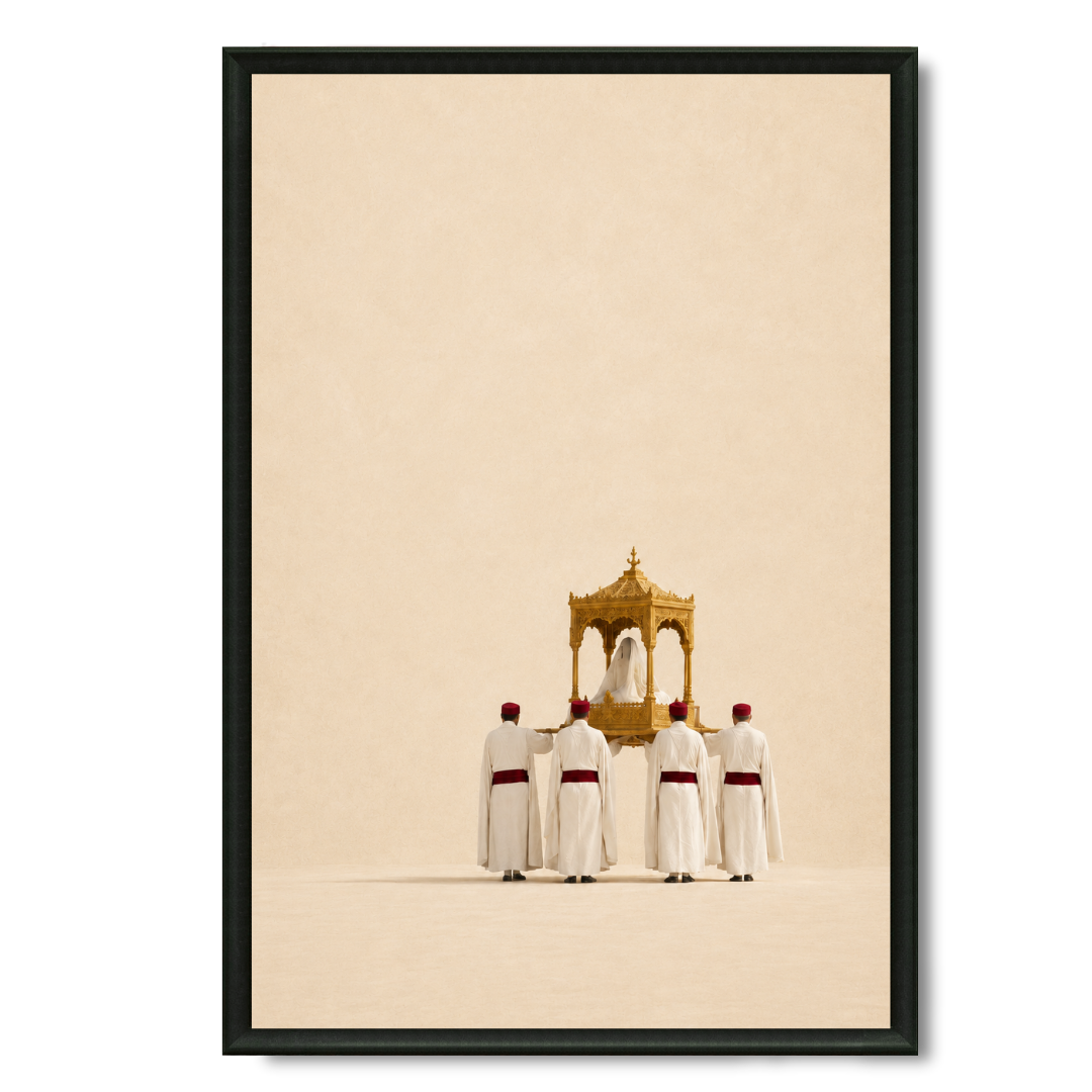 Tableau marocain – Le Mariage beige – XS : 30x20cm, Tableau en toile, Pas de cadre