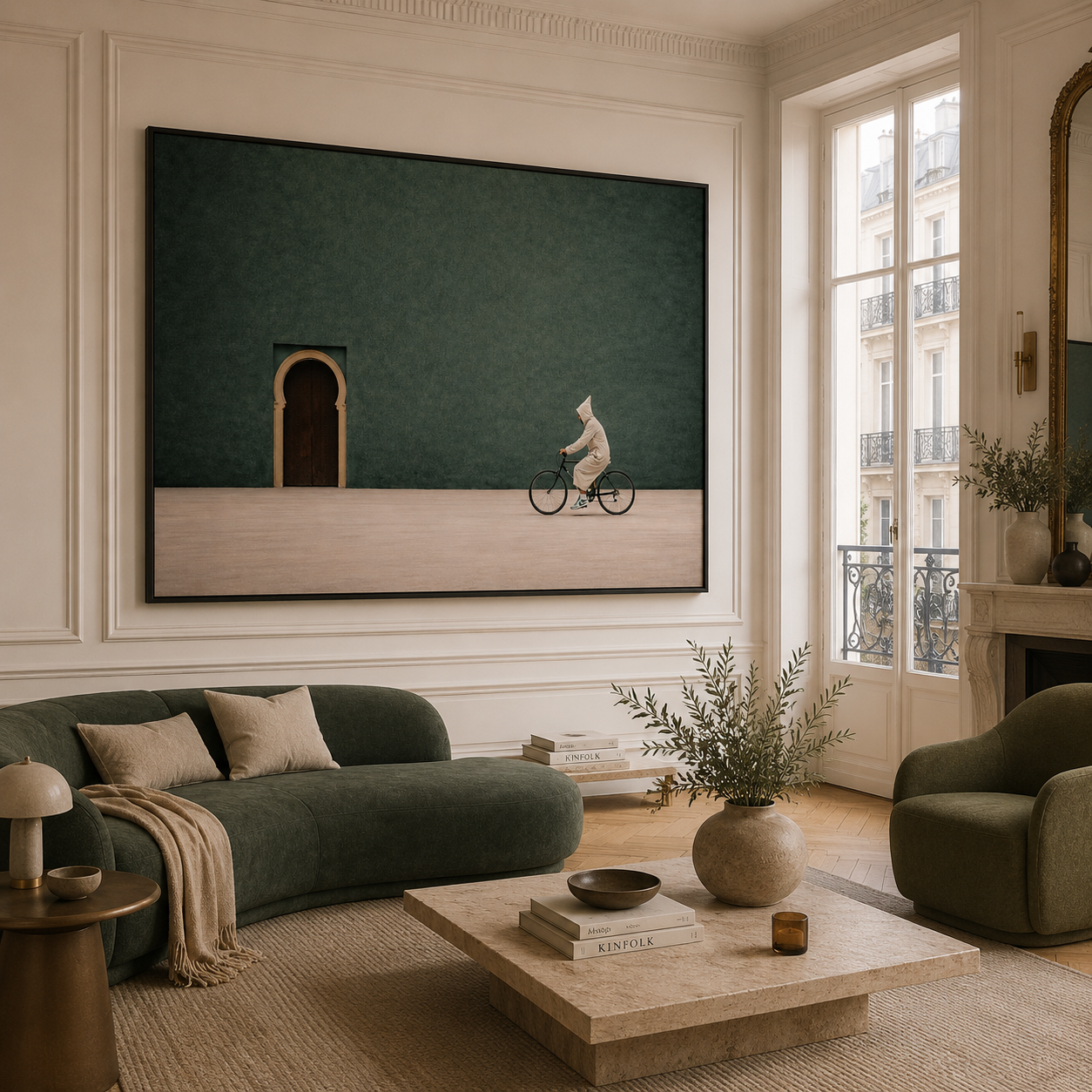 Tableau marocain – Vert Absolu – XS : 30x20cm, Tableau en toile, Cadre Américain Noir