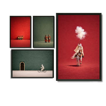 Composition Murale 2 - Le Maroc en couleurs – 1x 120Hx80L cm + 1x 60H80L cm + 2x 60H40L, Tableau en toile, Pas de cadre