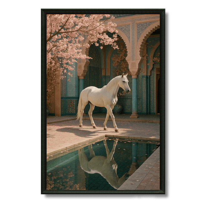 Tableau Marocain - Le cheval du Riad Rose - Kolors France