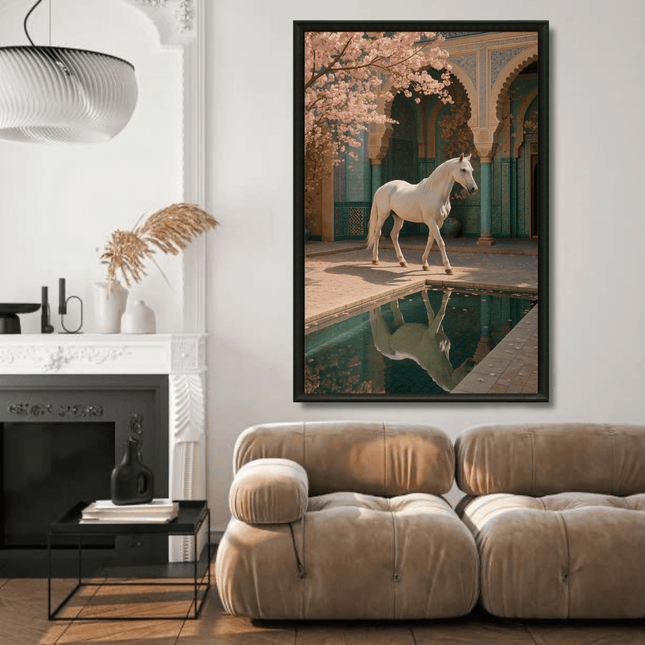 Tableau Marocain - Le cheval du Riad Rose - Kolors France