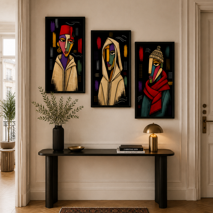 Triptyque Tableaux - Picasa Black Trio