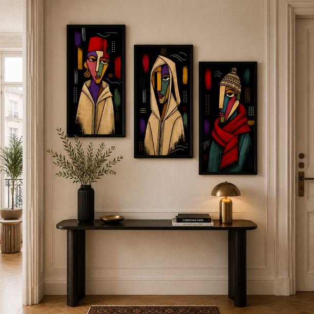 Triptyque Tableaux - Picasa Black Trio