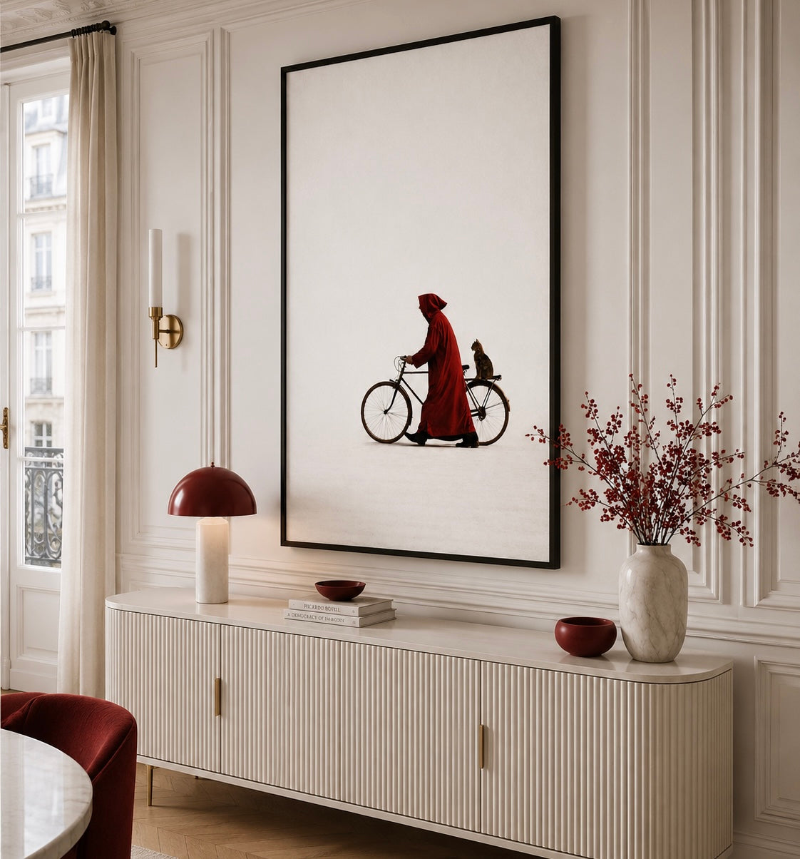 Tableau marocain – capuche rouge – XS : 30x20cm, Tableau en toile, Cadre Américain Noir