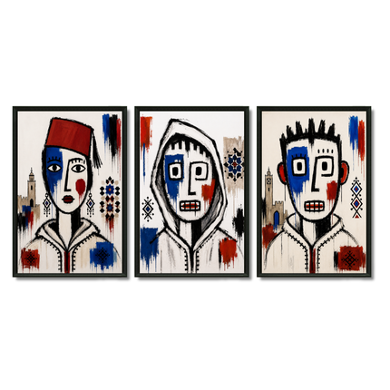 Triptyque Tableaux - Figurines Marocaines