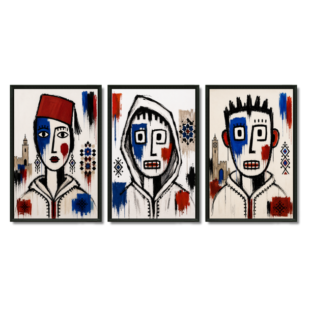 Triptyque Tableaux - Figurines Marocaines