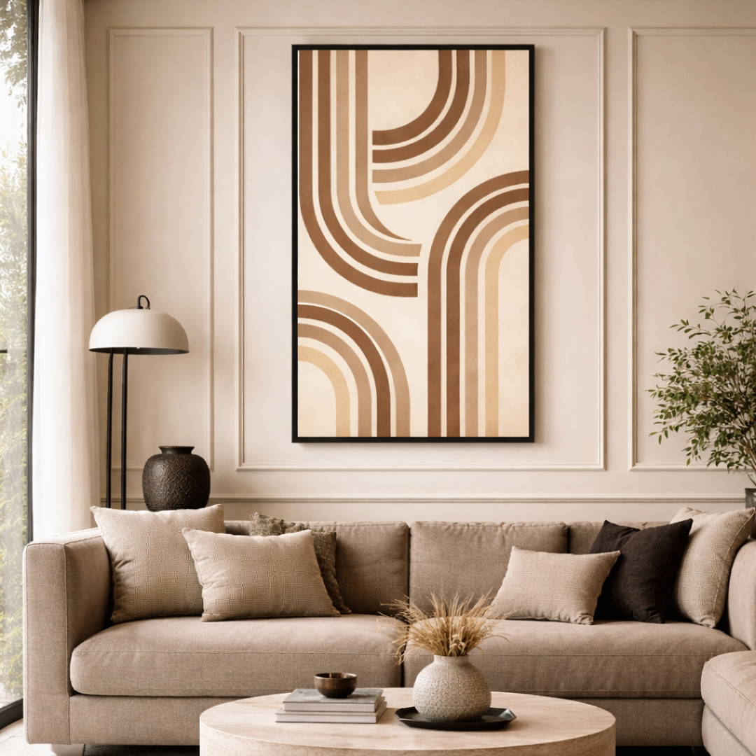 Tableau formes beiges art déco détail