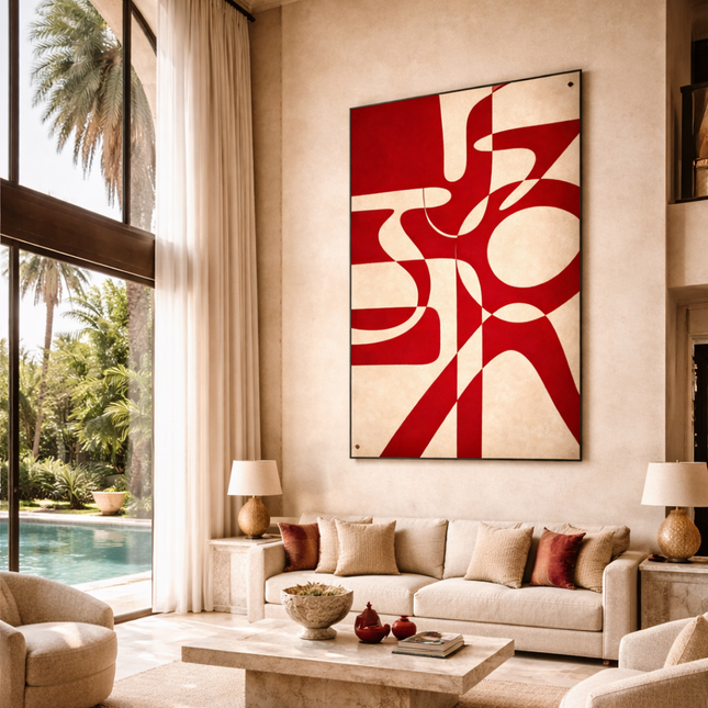 Tableau Art déco – Rouge Géométrique