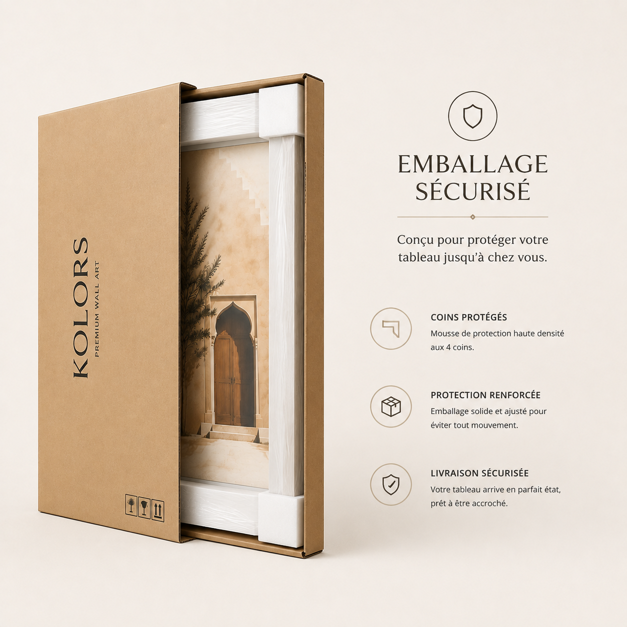 Tableau encadré Marocain – Patio Secret – Tableau Encadré Premium, M : 40x30cm, Cadre Noir Mat