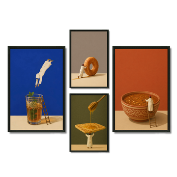 Composition Murale 1 - L'Art des Saveurs – 2x 80H60L cm + 2x 60H40L, Tableau en toile, Pas de cadre