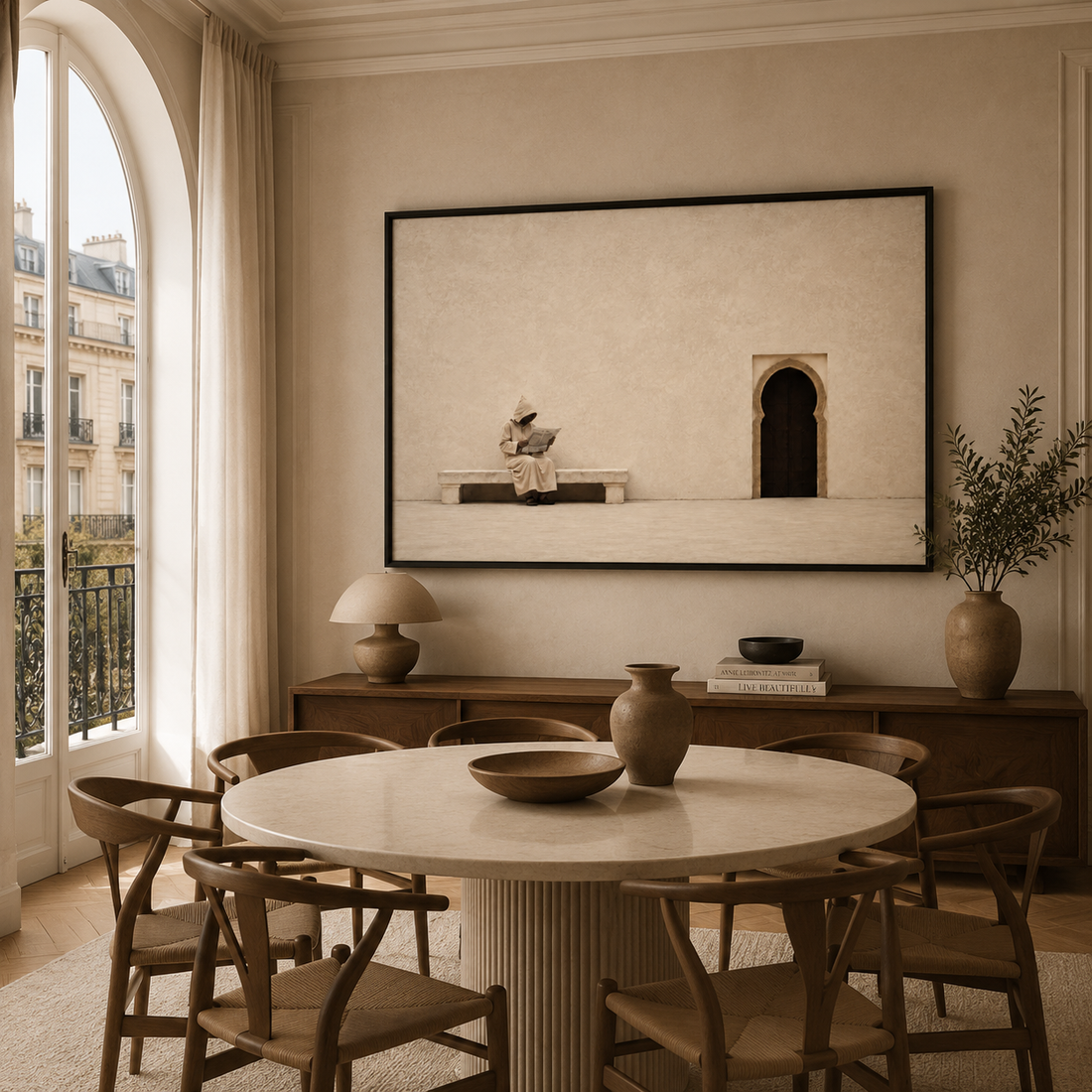 Tableau marocain – Le banc – XS : 30x20cm, Tableau en toile, Pas de cadre