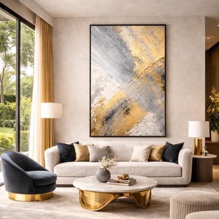 Tableau Abstrait – Golden Horizon