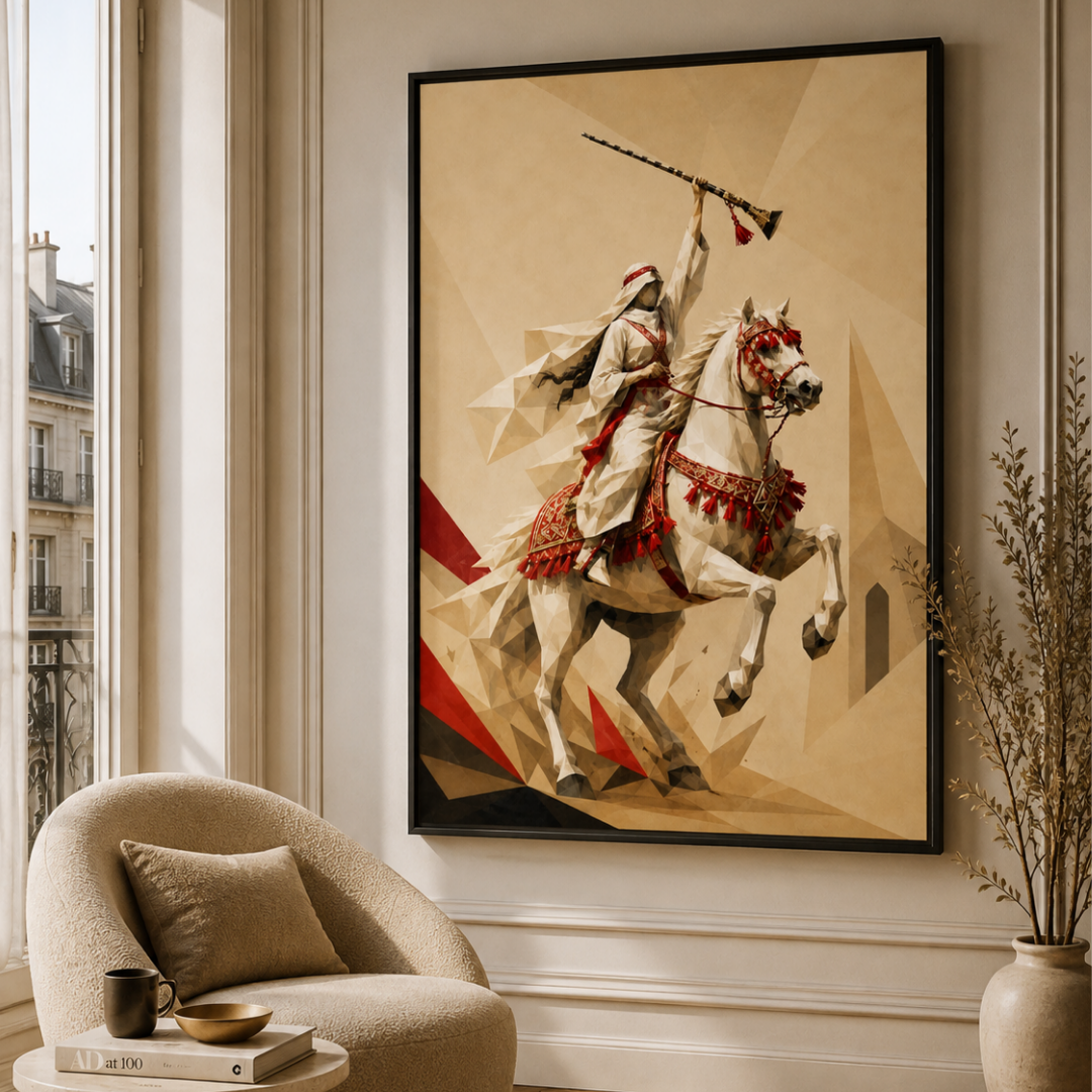 Tableau marocain – Tbourida Femme Géométrique
