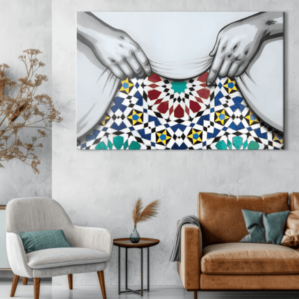 Tableau Marocain - Deux mains & Zellige étoilé - Kolors France