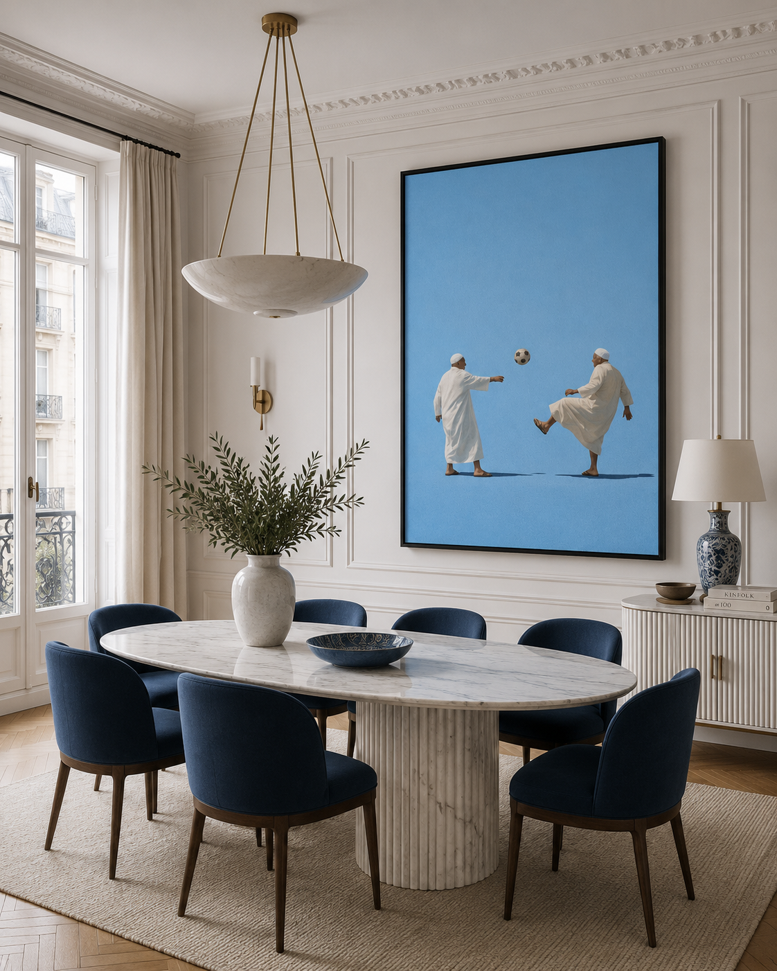 Tableau marocain – Hajs Bleus – XS : 30x20cm, Tableau en toile, Cadre Américain Noir