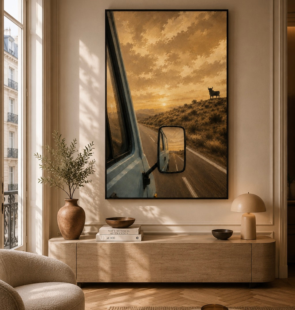 Tableau marocain – Route du bled – XS : 30x20cm, Tableau en toile, Cadre Américain Noir