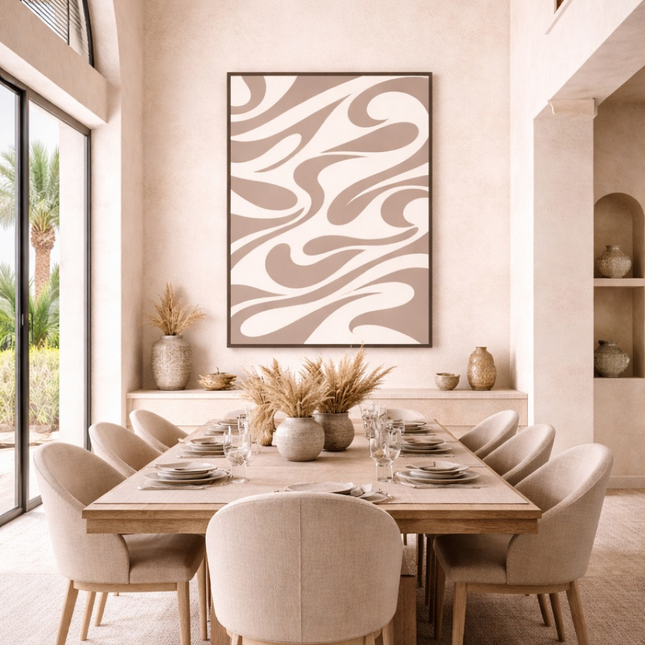 Tableau Art déco – Ondes Taupe