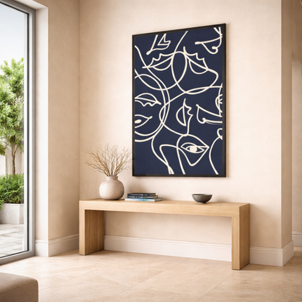 Tableau Art déco – Visages Bleu Nuit