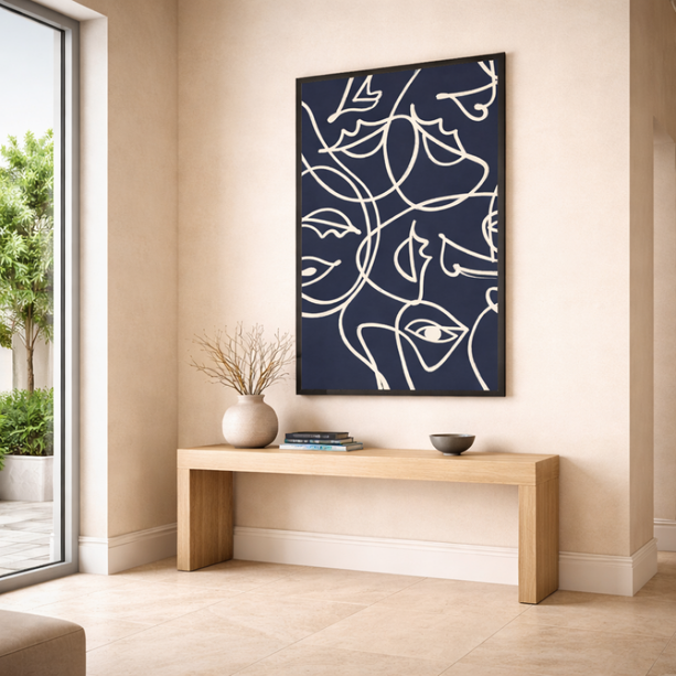 Tableau Art déco – Visages Bleu Nuit