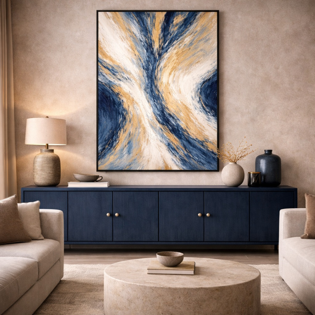 Tableau Abstrait – Horizon Gold
