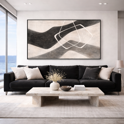 Tableau Abstrait – Croisement Gris