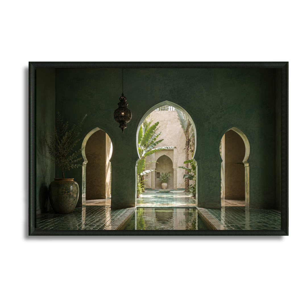 Tableau marocain – le Riad emeraude – XS : 30x20cm, Tableau en toile, Pas de cadre