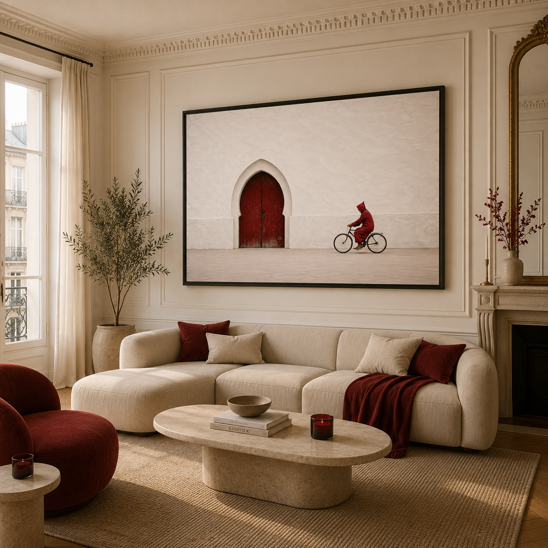 Tableau marocain couleur rouge intense décoration murale