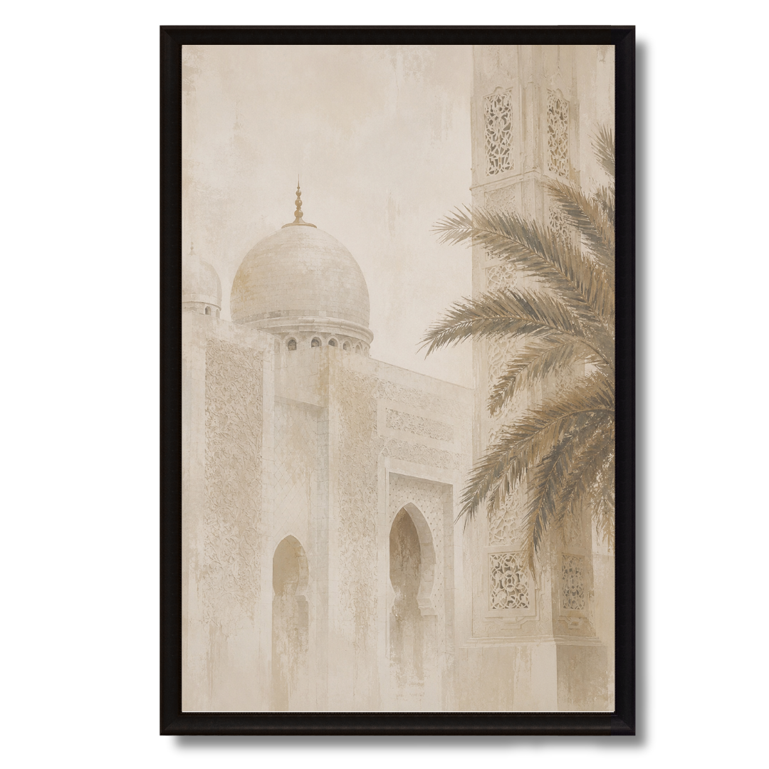 Tableau Islamique – Masjid Quba – XS : 30x20cm, Tableau en toile, Pas de cadre