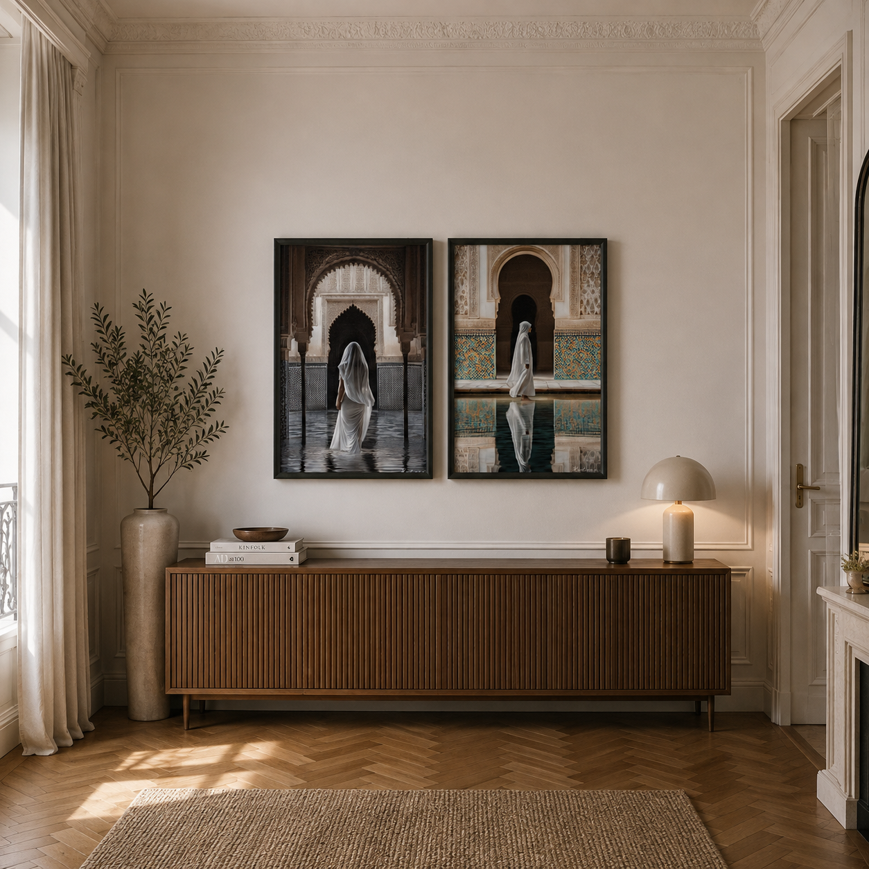 Duo Tableaux Riad Marocain – 2xXS : 30x20cm, Tableau en toile, Cadre Américain Noir