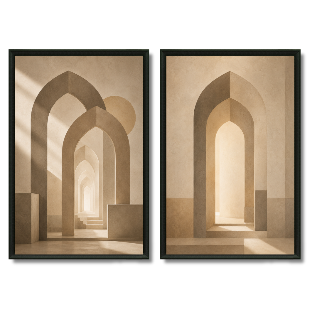 Duo Tableaux - Portes Islamiques – 2xXS : 30x20cm, Tableau en toile, Pas de cadre