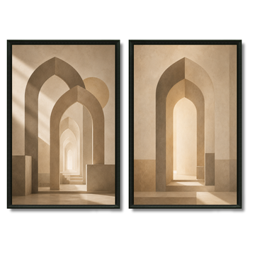 Duo Tableaux - Portes Islamiques – 2xXS : 30x20cm, Tableau en toile, Pas de cadre