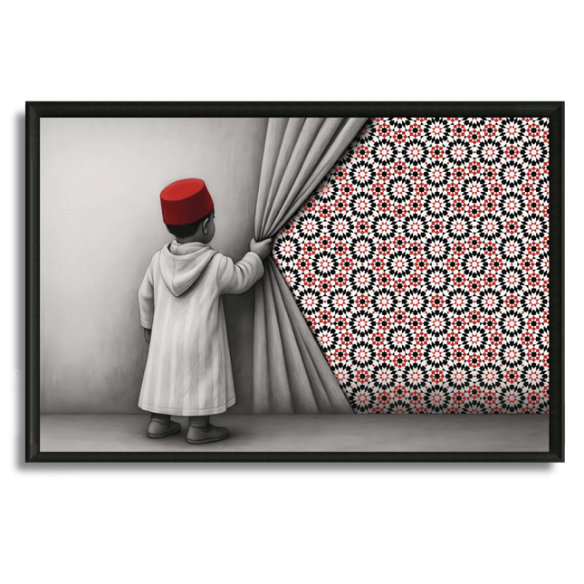 Tableau Marocain - Enfant & Zellige rouge - Kolors France