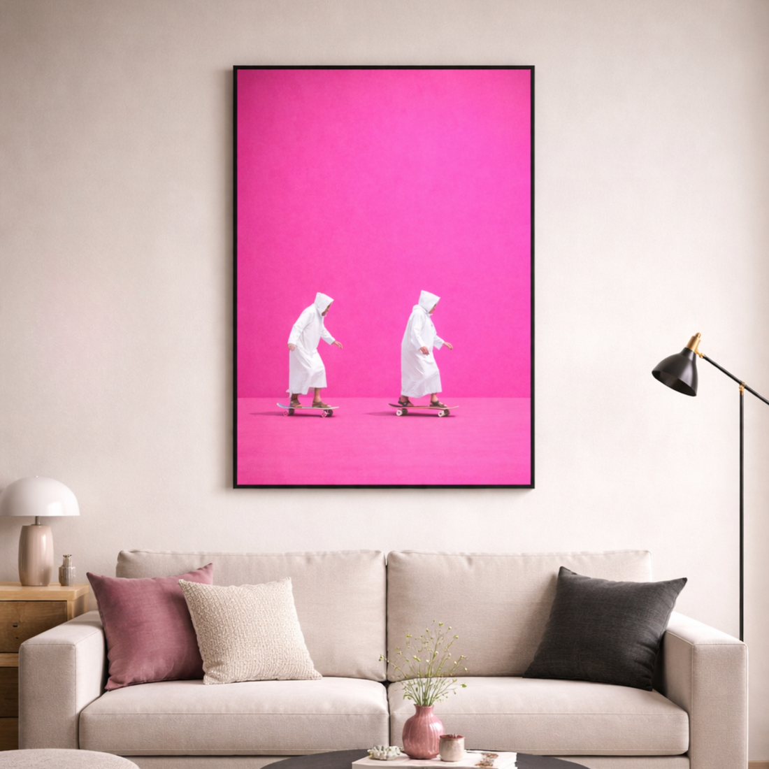 Tableau skate rose décor marocain moderne