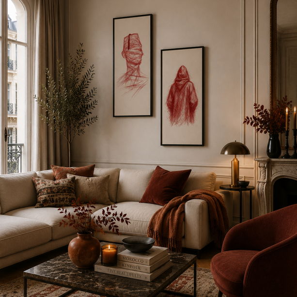 Duo Tableaux - Duo Dessin Rouge