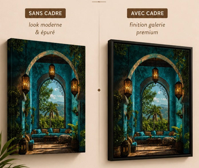 Tableau CDM Maroc – célébrations Pop – XS : 30x20cm, Tableau en toile, Cadre Américain Blanc