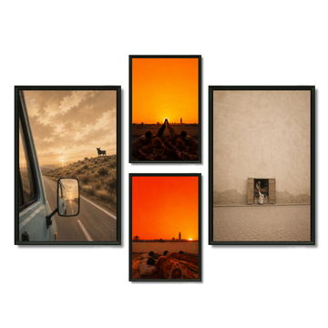 Composition Murale 1 - Souvenir d'enfance – 2x 80H60L cm + 2x 60H40L, Tableau en toile, Pas de cadre