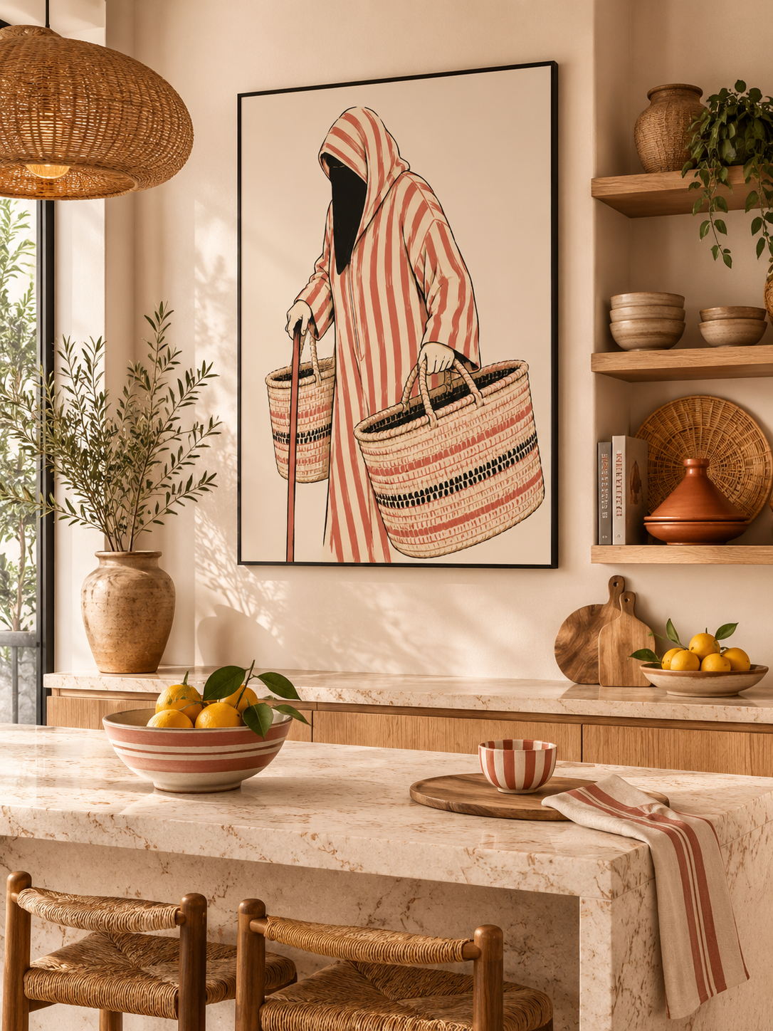 Tableau marocain – Lhajja Illustration – XS : 30x20cm, Tableau en toile, Pas de cadre