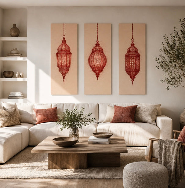 Triptyque Tableaux - Dessins Lustres Marocains