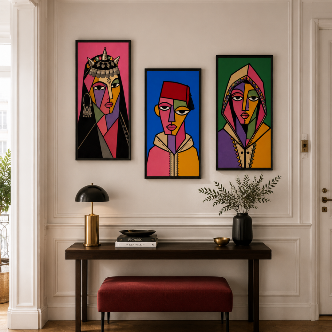 Triptyque picasa marocain coloré graphique