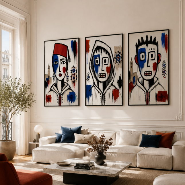 Triptyque Tableaux - Figurines Marocaines