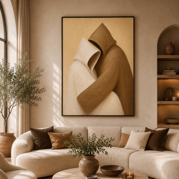 Tableau marocain – L’amour Beige Abstrait