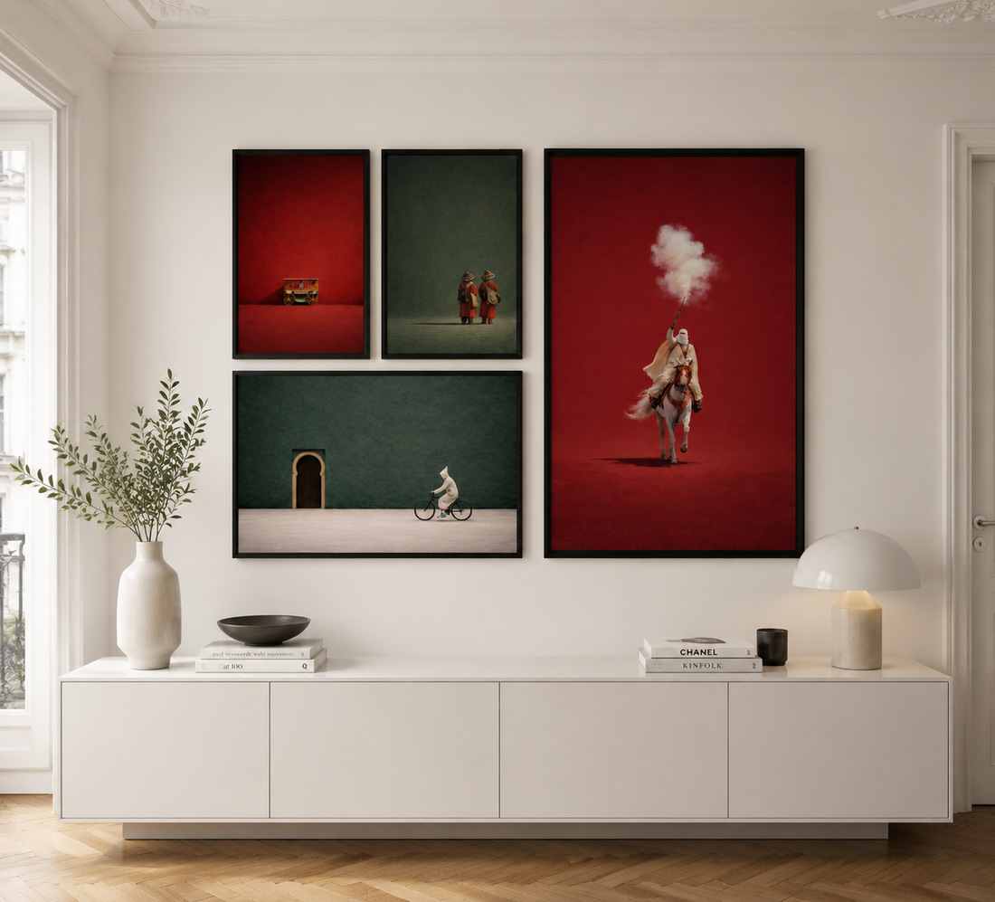 Composition Murale 2 - Le Maroc en couleurs – 1x 120Hx80L cm + 1x 60H80L cm + 2x 60H40L, Tableau en toile, Pas de cadre