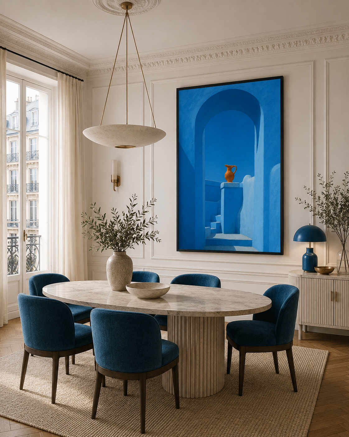 Tableau marocain – la cruche de Chefchaouen – XS : 30x20cm, Tableau en toile, Cadre Américain Noir