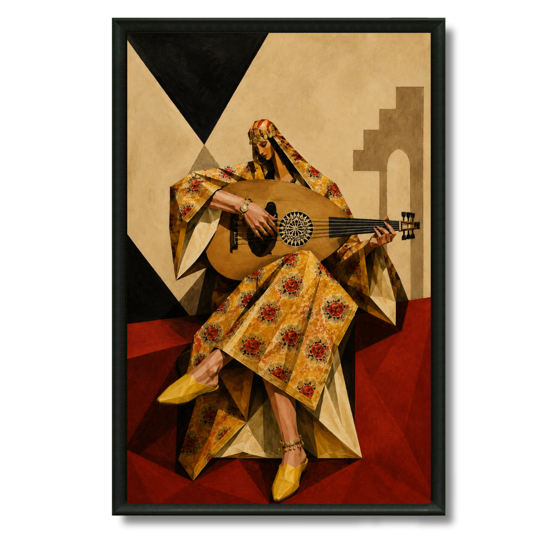 Tableau marocain – Femme Géométrique – XS : 30x20cm, Tableau en toile, Pas de cadre