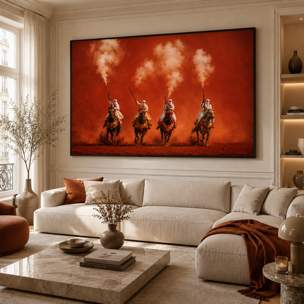 Tableau marocain – TBOURIDA Terracota – XS : 30x20cm, Tableau en toile, Cadre Américain Noir