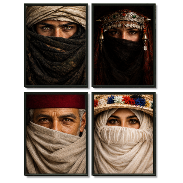 Quadriptyque Tableaux - Portraits de la culture du Maroc 3