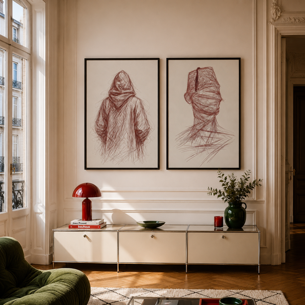 Duo Tableaux - Dessins Haj Marocain