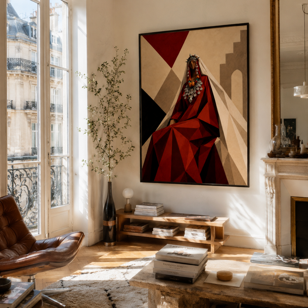 Tableau marocain – Femme Amazigh Cubisme 02